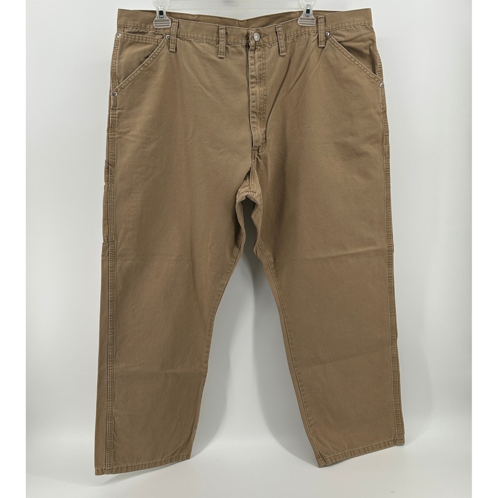 Wrangler Mens Carpenter Pants 44x30 Tan Khaki Cotton Canvas Workwear Utility